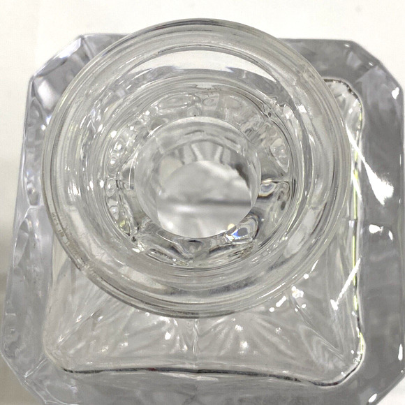 Vintage clear leaded crystal liquor decanter whiskey bottle with faceted stopper - Picture 6 of 11